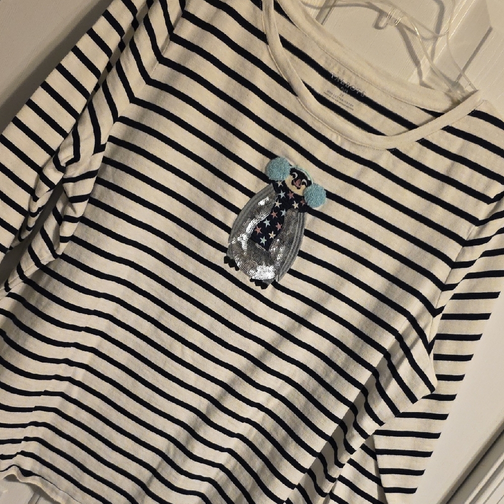 Talbots Black and Cream Cotton Top